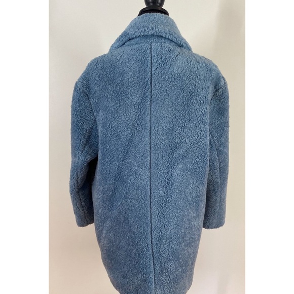 Zara Basics Outerwear Ice Blue Double breasted Teddy Coat size Small - Picture 3 of 12